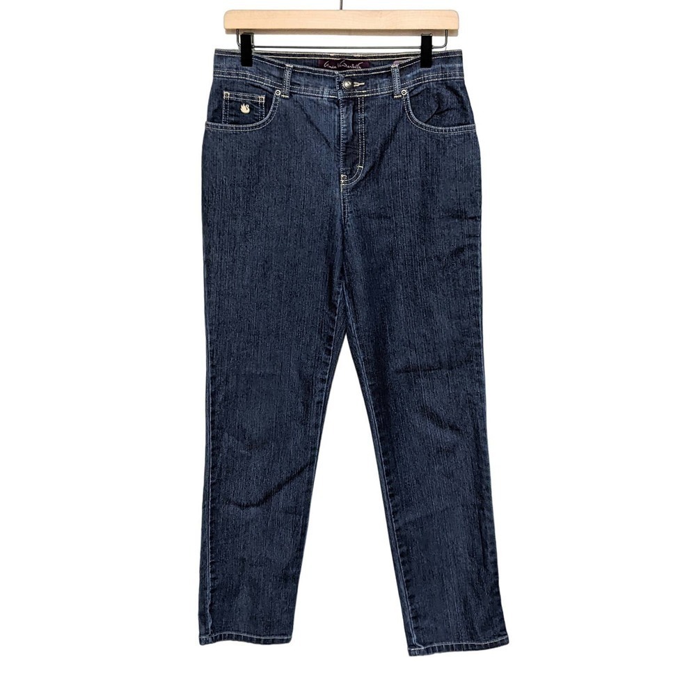 Gloria Vanderbilt Womens Amanda Straight Leg Jeans Size 6 Short Dark Wash Blue